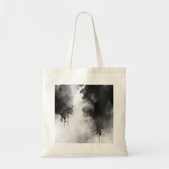 Tote Bag Aquarelle noir et blanc imprimé 3 Fourre-tout (Devant)