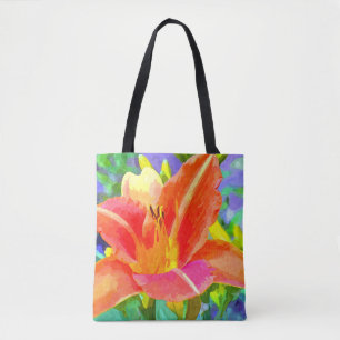 Tote Bag Aquarelle orange lumineuse de lis tout plus de -