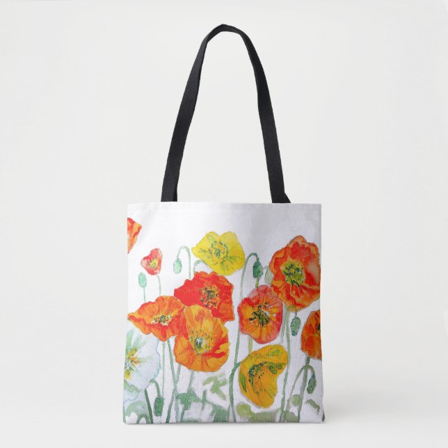 Tote Bag Aquarelle orange rouge jaune cushion blanc (Devant)
