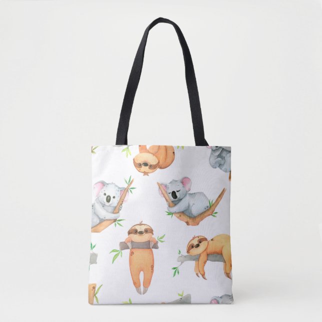 Tote Bag Aquarelle peinte à la main motif tropical mignon a (Devant)