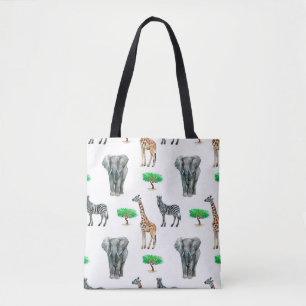Tote Bag Aquarelle peinte animaux seapless motif
