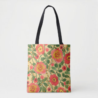 Tote Bag Aquarelle peinture rétro floral continu motif