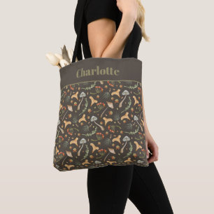Tote Bag Aquarelle personnalisée Champignons Vintages & Ber