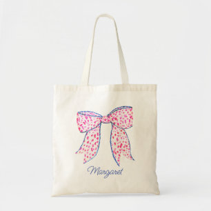 Tote Bag Aquarelle Pink Poka Dot Bow