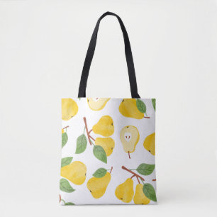 Tote Bag Aquarelle Poires Motif de fruits Vintage