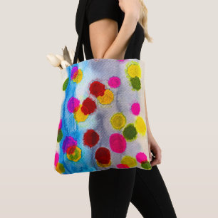 Tote Bag Aquarelle pois bleue abstraite