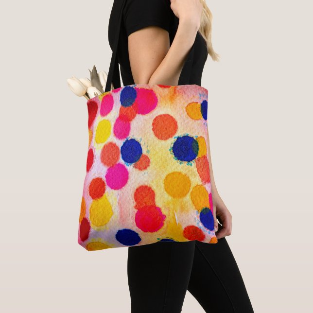 Tote Bag Aquarelle pois cercles mignons (De près)