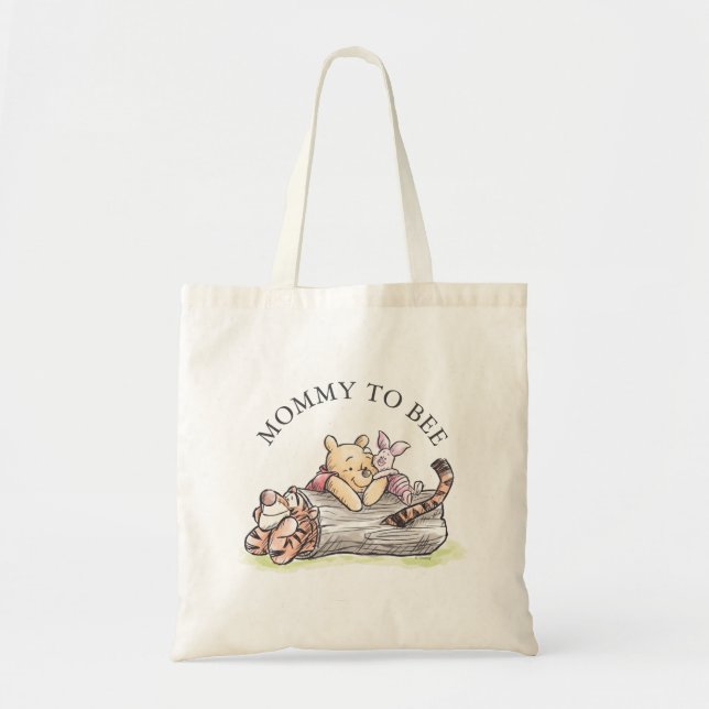 Tote Bag Aquarelle Pooh & Pals Baby shower Mommy to Bee (Devant)