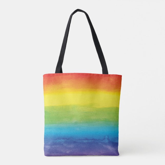 Tote Bag Aquarelle Rainbow Pride brillant Vibrant (Dos)