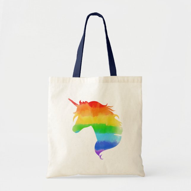 Tote Bag Aquarelle Rainbow Unicorn (Devant)