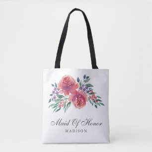 Tote Bag Aquarelle romantique Floral Maid Of Honor