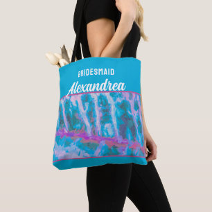 Tote Bag Aquarelle rose bleu Bridesmaid Élégante personnali
