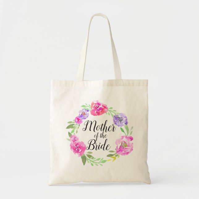 Tote Bag Aquarelle rose bouquet floral mère de la mariée (Devant)