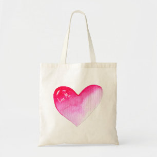 Tote Bag Aquarelle rose et rouge coeur pop art valentine