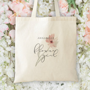 Tote Bag Aquarelle rose Fleur fille personnalisée