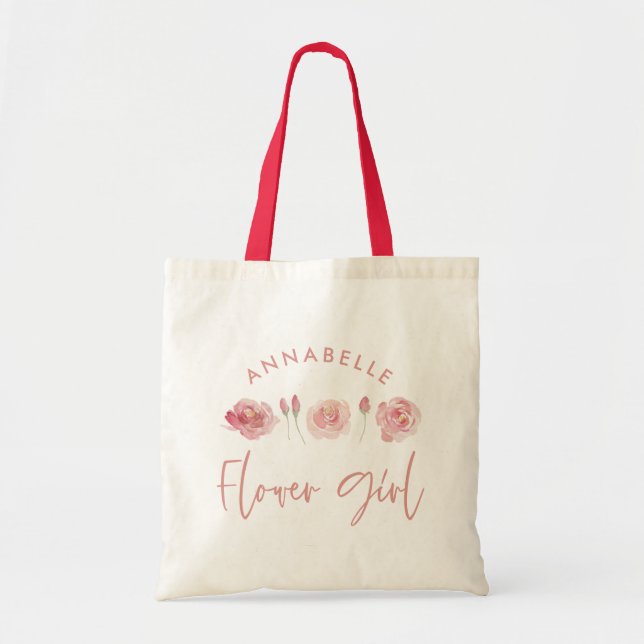 Tote Bag Aquarelle rose girly floral chic fille fleur (Devant)