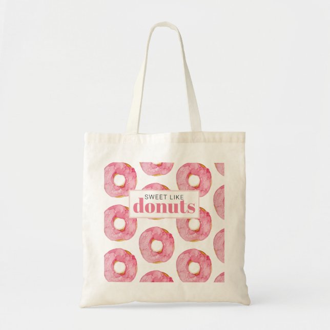 Tote Bag Aquarelle rose moderne sucré comme des beignets (Devant)