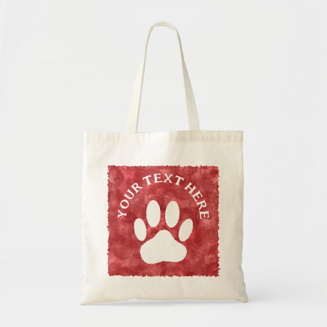 Tote Bag Aquarelle rouge blanche du texte personnalisé Empr (Devant)