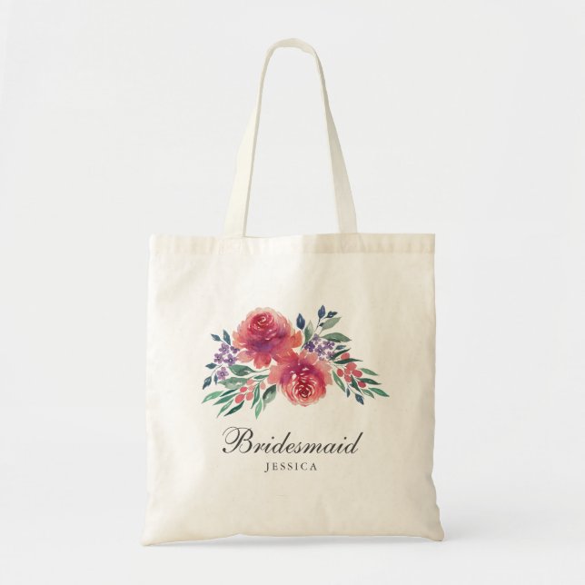 Tote Bag Aquarelle rustique Florale (Devant)