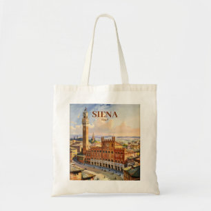 Tote Bag Aquarelle Sienne Italie Vintage Piazza del Campo