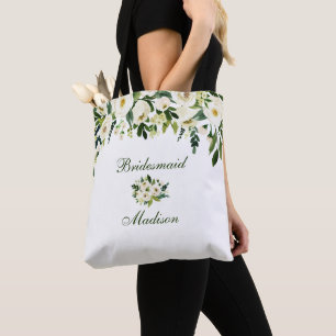 Tote Bag Aquarelle Sirène d'eau verte et blanche