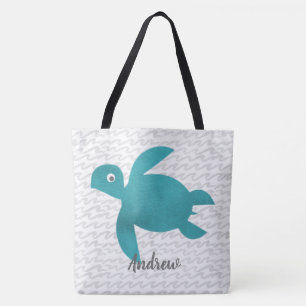 Tote Bag Aquarelle Tortue marine Shibori Wave