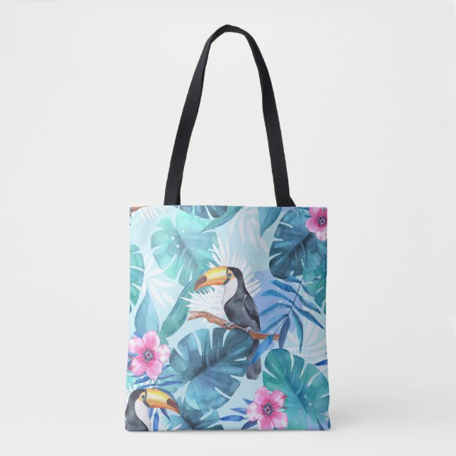 Tote Bag Aquarelle Toucans : Tropical Seamless (Devant)