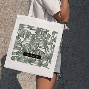 Tote Bag Aquarelle tropicale Oasis moderne Feuille Motif