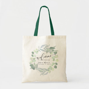 Tote Bag Aquarelle Verdure Eucalyptus Bleu Gum Bienvenue