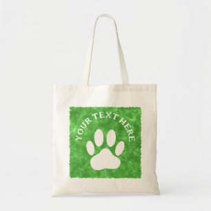 Tote Bag Aquarelle verte blanche Empreinte de patte personn