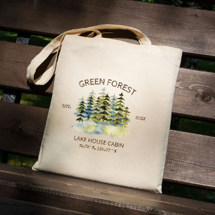 Tote Bag Aquarelle vintage Foggy Green Forest