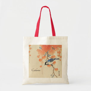 Tote Bag Aquarelle vintage Japonaise Impression avec oiseau