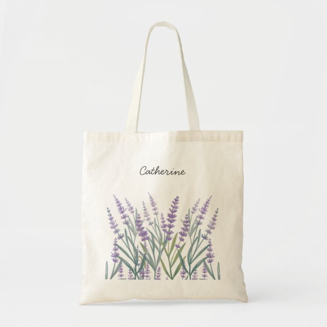 Tote Bag Aquarelle violette Lavande Florale (Devant)