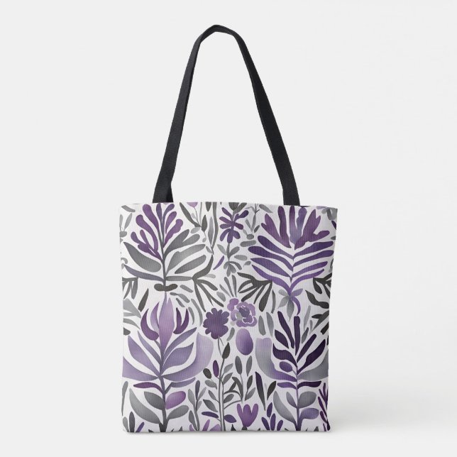 Tote Bag Aquarelle violette Plante (Dos)