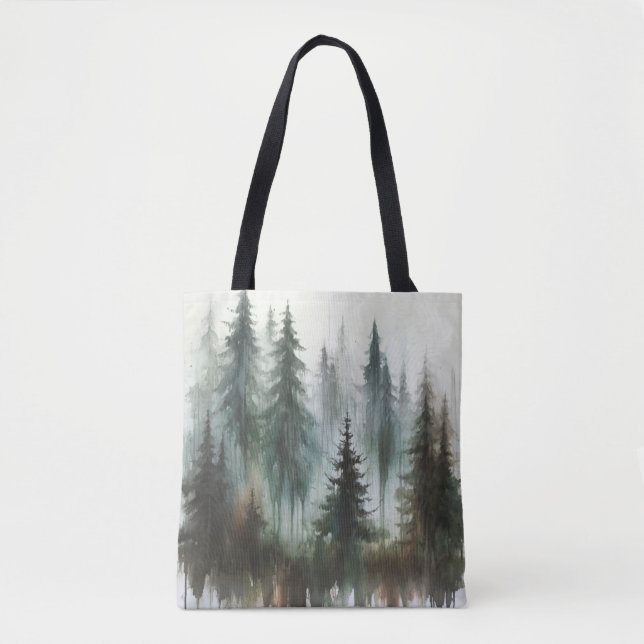 Tote Bag Aquarelles Arbres rustiques Wilderness (Devant)