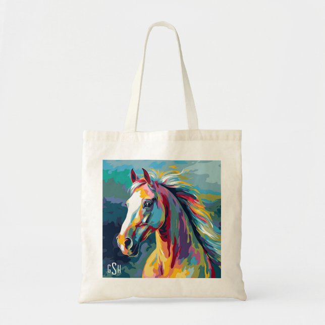 Tote Bag Aquarelles Illustration de la tête de cheval (Devant)