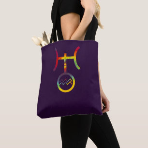 Tote Bag Aquarius Uranus Symbole planétaire Tie Dye