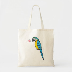 Tote Bag Ara perroquet carton bleu et jaune Amour