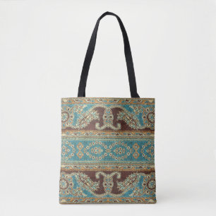 Tote Bag Arabesque Fabric Paisley Oriental Design