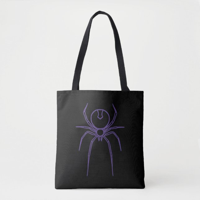 Tote Bag Araignée en violet et noir (Devant)
