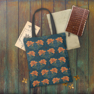 Tote Bag Araignées et Lys, Whimsy foncé, Gothique Vintage
