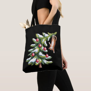 Tote Bag Arbre à chat orange de Noël Amateur de chats Famil