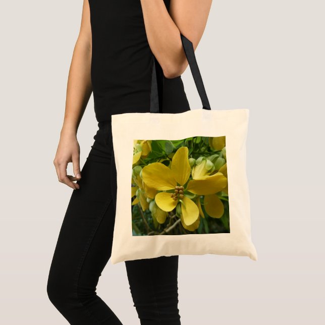 Tote Bag Arbre à pluie d'or Fleur tropicale jaune (Devant (produit))