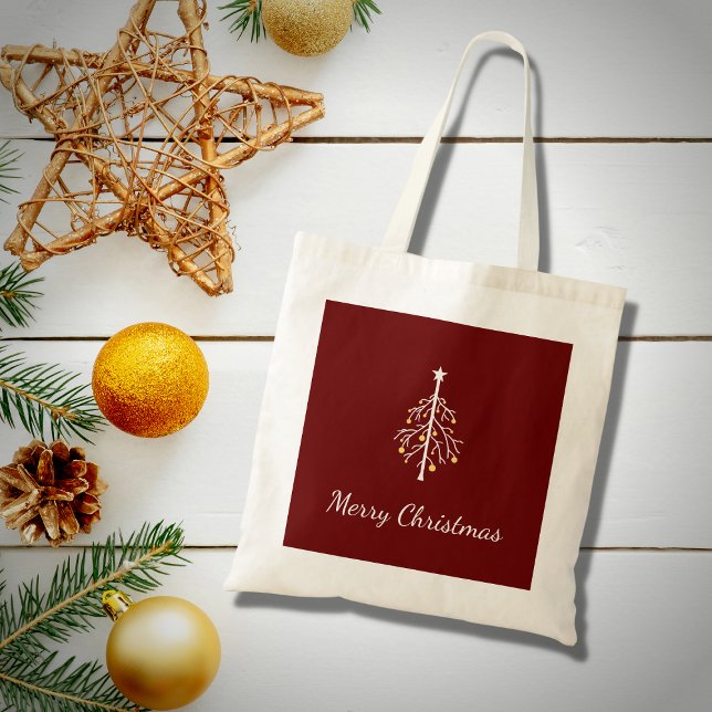 Tote Bag Arbre de Noël moderne Rouge festif (Créateur téléchargé)