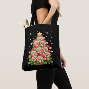 Tote Bag Arbre de Noël Panda Rouge Animal Lumière Xmas Fête