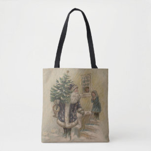 Tote Bag Arbre de Noël vintage Père Noël
