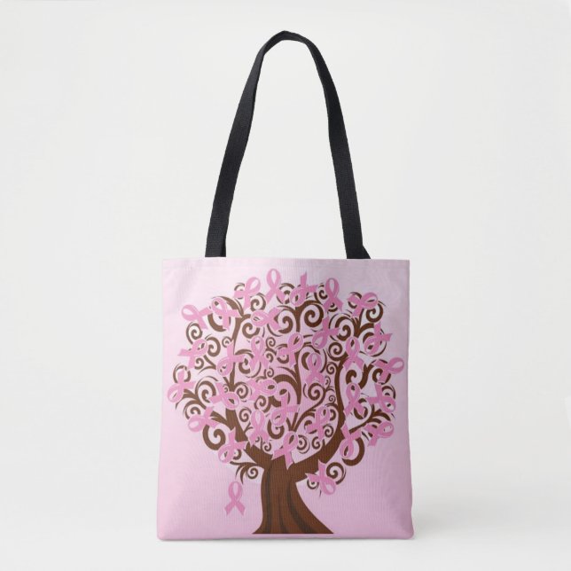 Tote Bag Arbre de rubans rose de cancer du sein fourre-tout (Devant)