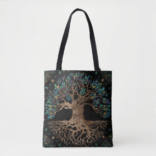 Tote Bag Arbre de vie - Ornement en or et marbre du Yggdras