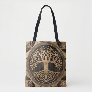 Tote Bag Arbre de vie - Yggdrasil - écorce en bois et or