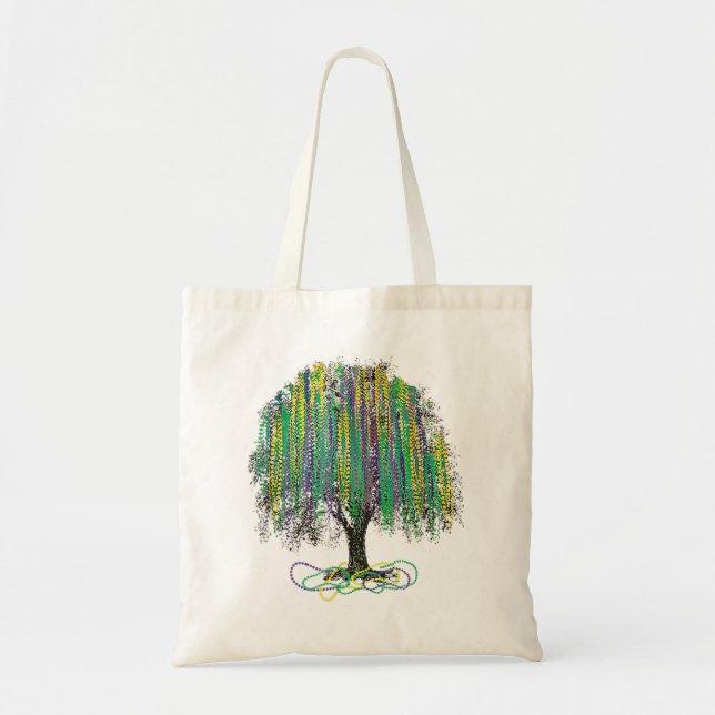 Tote Bag Arbre Mardi Gras Aquarelle Mardi Gras Arbre à perl (Devant)